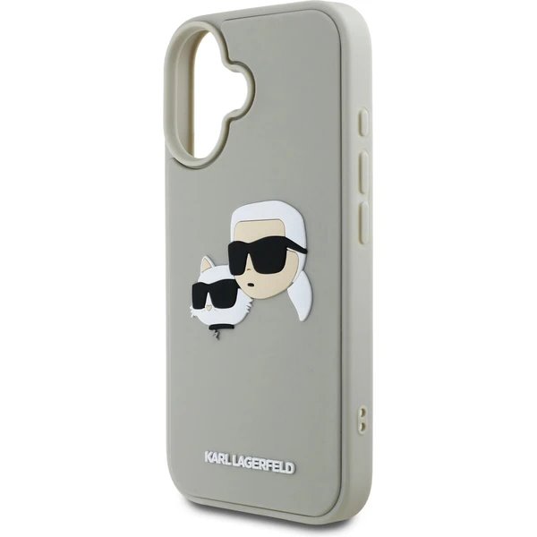 Karl Lagerfeld 3D Rubber Double Heads kryt iPhone 16 béžový