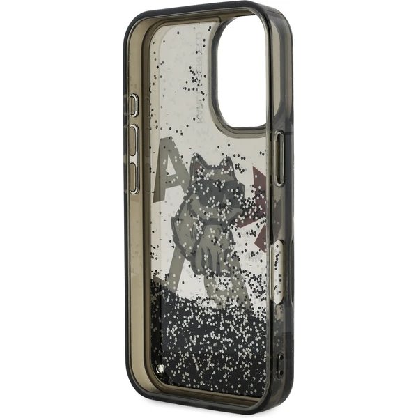 Karl Lagerfeld Liquid Glitter Scattered Choupette kryt iPhone 16 čierny