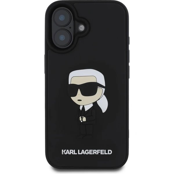 Karl Lagerfeld 3D Rubber Ikonik kryt iPhone 16 čierny