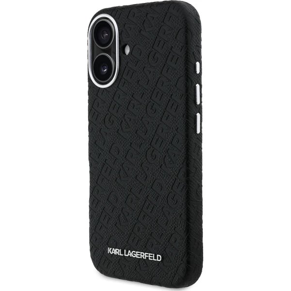 Karl Lagerfeld Grained PU Repeated Logo MagSafe kryt iPhone 16 čierny