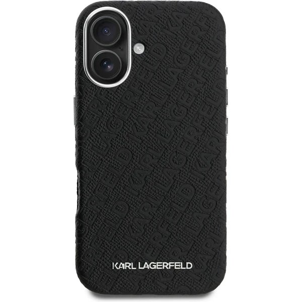 Karl Lagerfeld Grained PU Repeated Logo MagSafe kryt iPhone 16 čierny