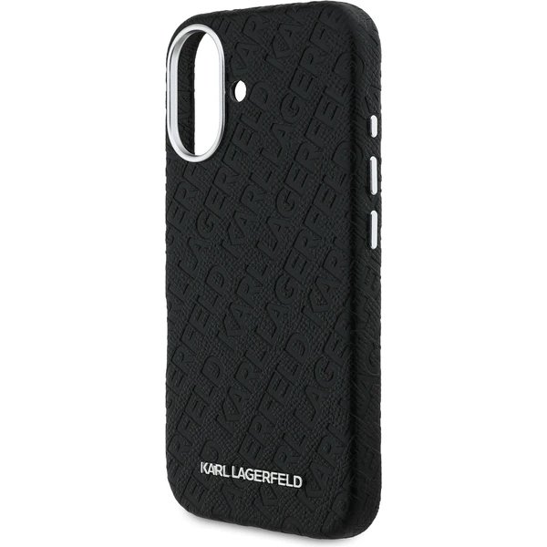 Karl Lagerfeld Grained PU Repeated Logo MagSafe kryt iPhone 16 čierny