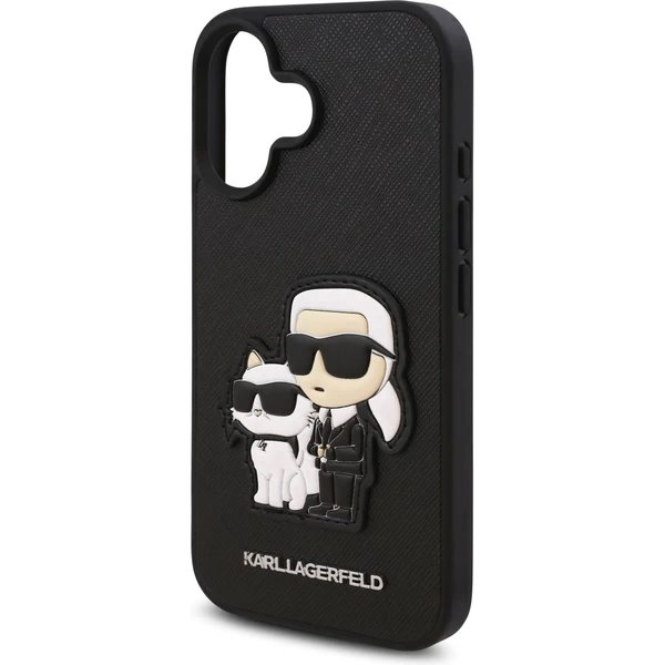 Karl Lagerfeld PU Saffiano Karl and Choupette kryt iPhone 16 čierny