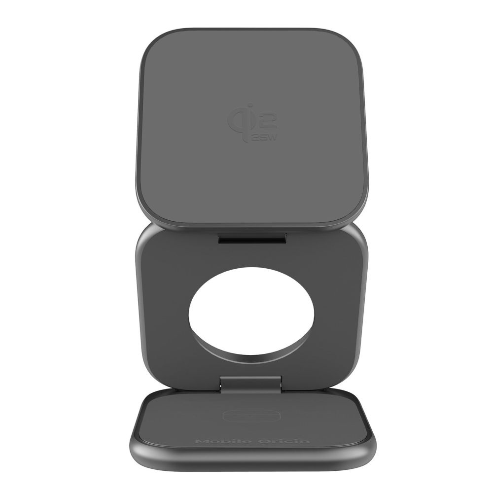 Mobile Origin 3in1 Qi2 25W UltraSlim Foldable Charger PW36 MagSafe Compatible - Space Grey