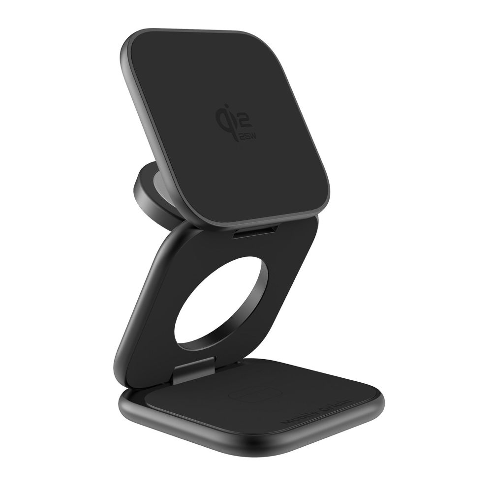 Mobile Origin 3in1 Qi2 25W UltraSlim Foldable Charger PW36 MagSafe Compatible - Matte Black