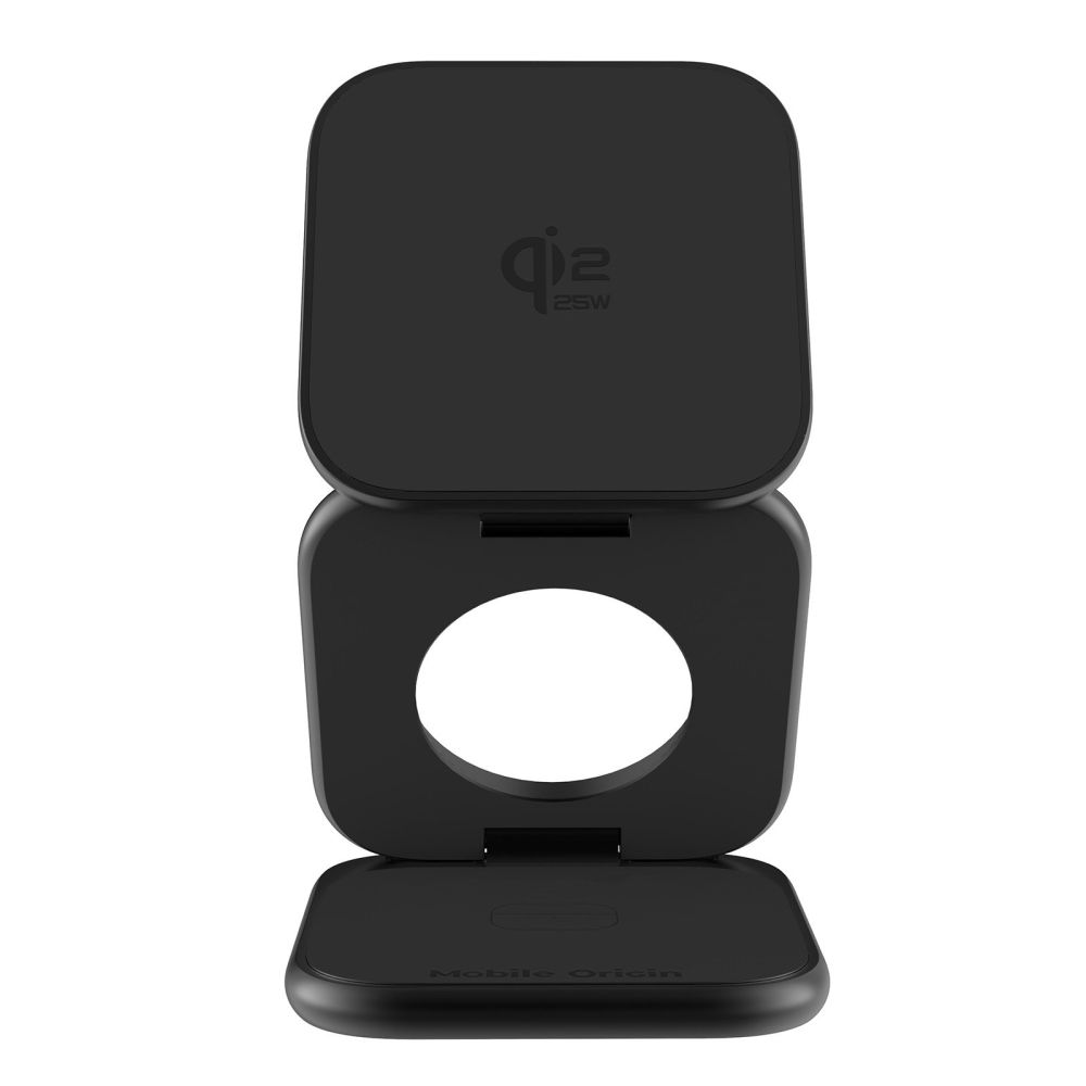 Mobile Origin 3in1 Qi2 25W UltraSlim Foldable Charger PW36 MagSafe Compatible - Matte Black