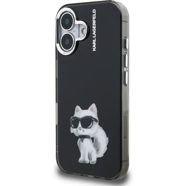 Karl Lagerfeld IML Aquarelle Choupette kryt iPhone 16 čierny