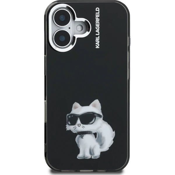 Karl Lagerfeld IML Aquarelle Choupette kryt iPhone 16 čierny
