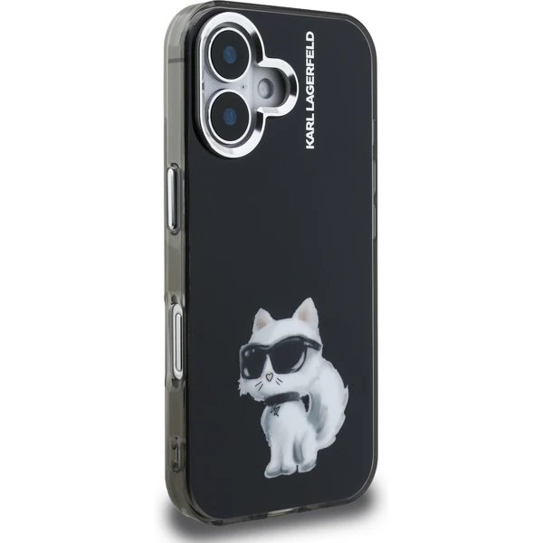 Karl Lagerfeld IML Aquarelle Choupette kryt iPhone 16 čierny