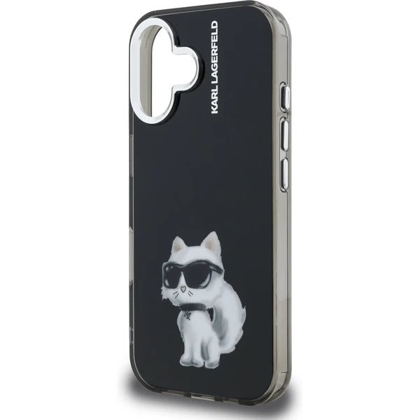Karl Lagerfeld IML Aquarelle Choupette kryt iPhone 16 čierny