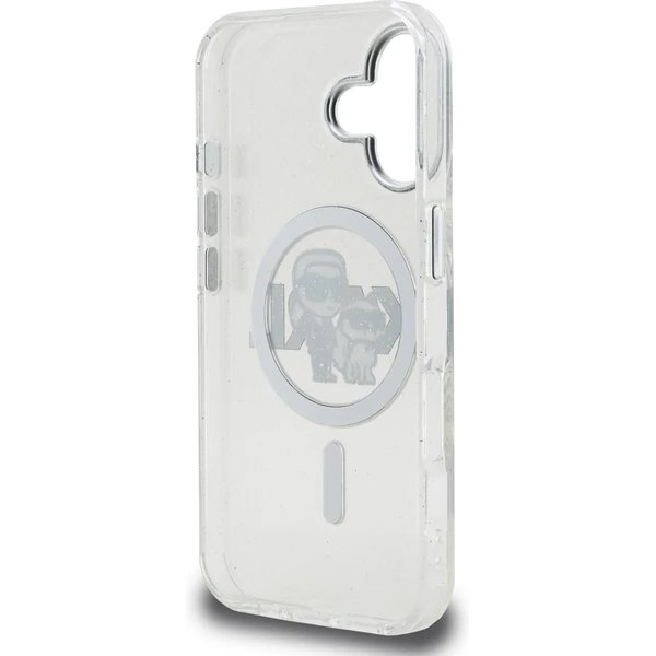 Karl Lagerfeld IML Glitter Karl and Choupette Sketch MagSafe kryt iPhone 16 priehľadná