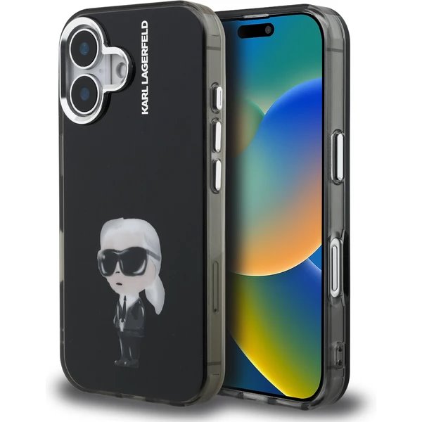 Karl Lagerfeld IML Aquarelle Karl kryt iPhone 16 čierny