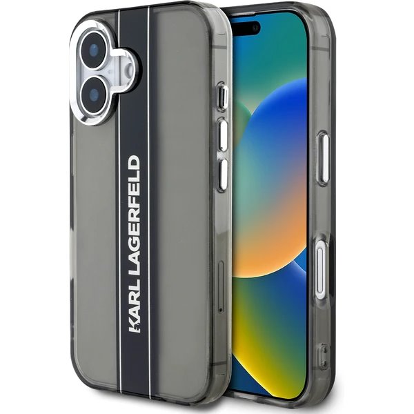Karl Lagerfeld IML Stripe Logo kryt iPhone 16 čierny