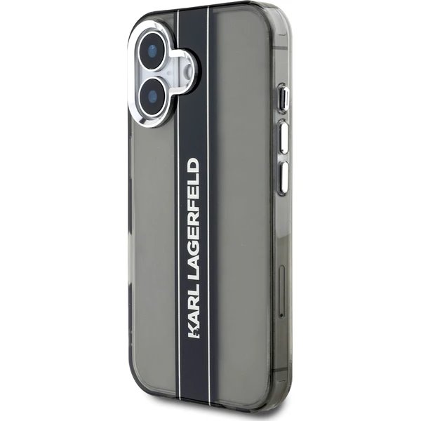 Karl Lagerfeld IML Stripe Logo kryt iPhone 16 čierny