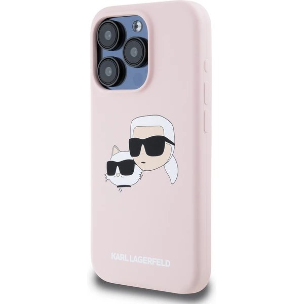 Karl Lagerfeld Liquid Silicone Double Heads MagSafe kryt iPhone 15 Pro Max ružový