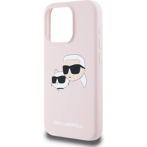 Karl Lagerfeld Liquid Silicone Double Heads MagSafe kryt iPhone 15 Pro Max ružový