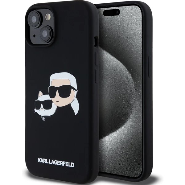 Karl Lagerfeld Liquid Silicone Double Heads MagSafe kryt iPhone 15 Pro Max čierny