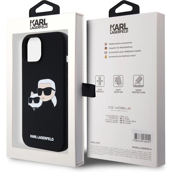 Karl Lagerfeld Liquid Silicone Double Heads MagSafe kryt iPhone 15 Pro Max čierny