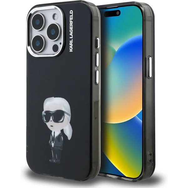 Karl Lagerfeld IML Aquarelle Karl kryt iPhone 15 Pro Max čierny