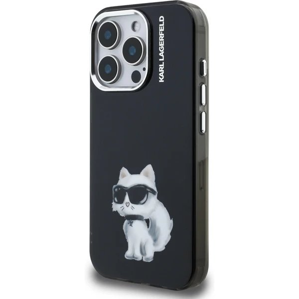 Karl Lagerfeld IML Aquarelle Choupette kryt iPhone 15 Pro Max čierny
