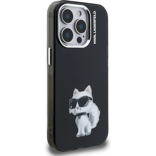 Karl Lagerfeld IML Aquarelle Choupette kryt iPhone 15 Pro Max čierny