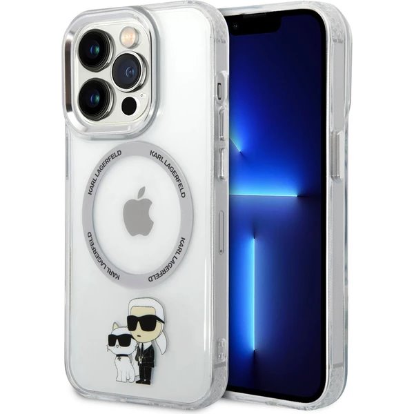 Karl Lagerfeld IML Karl and Choupette MagSafe kryt iPhone 15 Pro priehľadný
