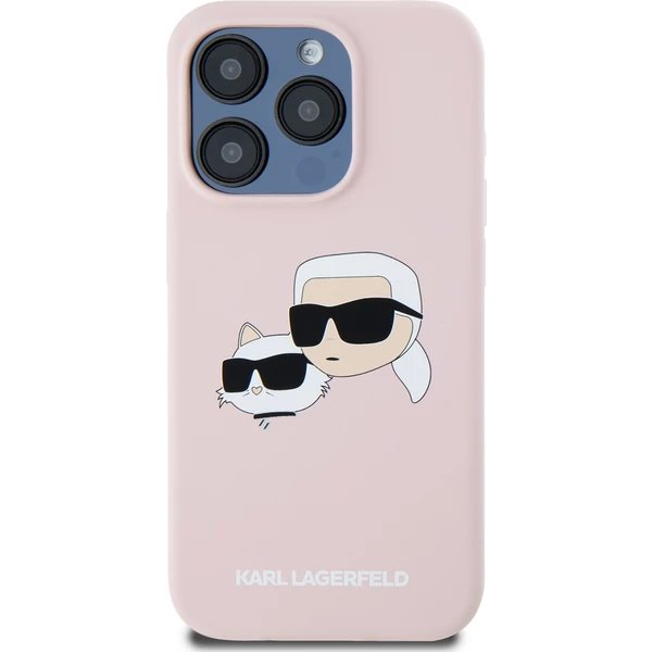 Karl Lagerfeld Liquid Silicone Double Heads MagSafe kryt iPhone 15 Pro ružový