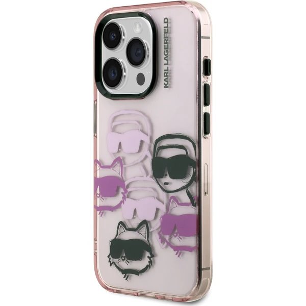 Karl Lagerfeld IML Multi K&CH Heads kryt iPhone 15 Pro ružový