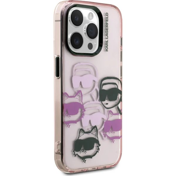 Karl Lagerfeld IML Multi K&CH Heads kryt iPhone 15 Pro ružový
