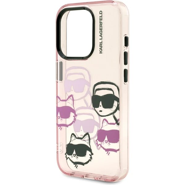 Karl Lagerfeld IML Multi K&CH Heads kryt iPhone 15 Pro ružový
