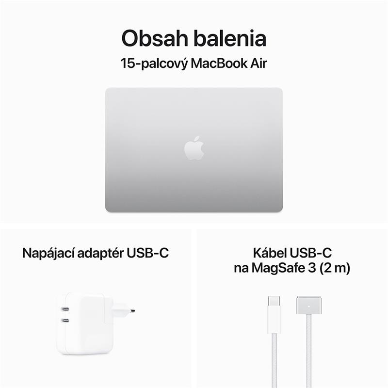 CTO MacBook Air 15" Apple M3 8C CPU 10C GPU 16 GB / 256 GB strieborná *Trieda A*