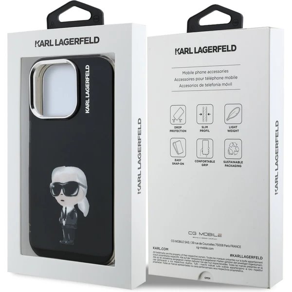 Karl Lagerfeld IML Aquarelle Karl kryt iPhone 15 Pro čierny