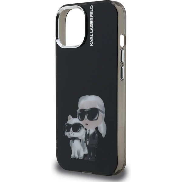 Karl Lagerfeld IML Aquarelle Karl and Choupette kryt iPhone 15 čierny