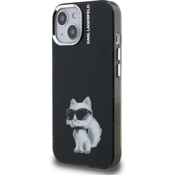 Karl Lagerfeld IML Aquarelle Choupette kryt iPhone 15 čierny