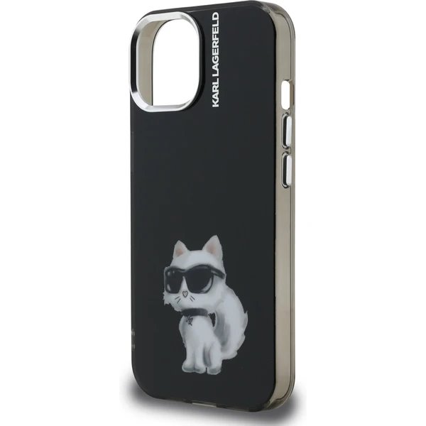 Karl Lagerfeld IML Aquarelle Choupette kryt iPhone 15 čierny