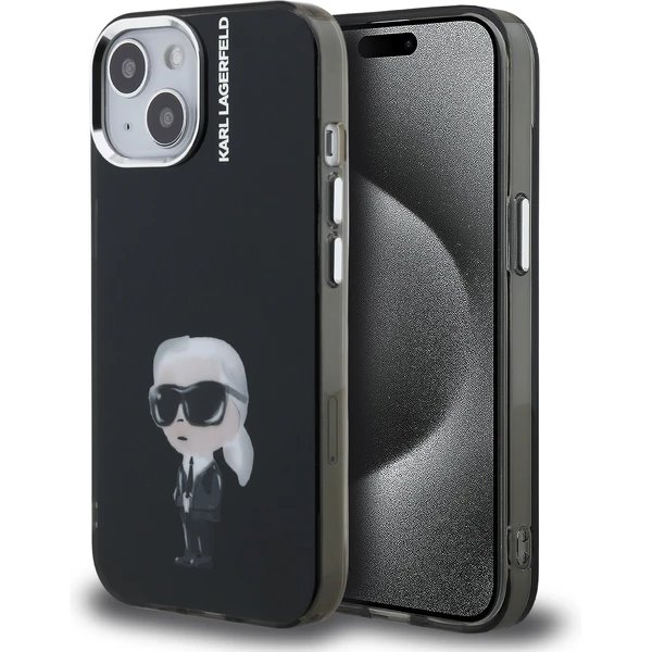 Karl Lagerfeld IML Aquarelle Karl kryt iPhone 15 čierny
