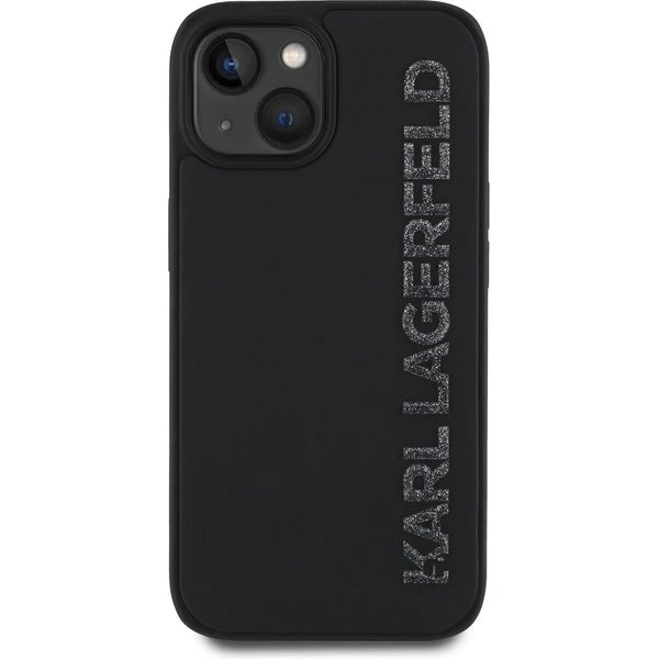 Karl Lagerfeld 3D Rubber Glitter Logo kryt iPhone 14 čierny