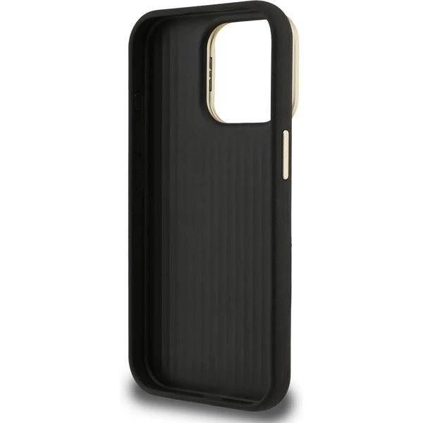 Guess PU Grained 4G Logo Stand Camera Frame kryt iPhone 15 Pro čierny