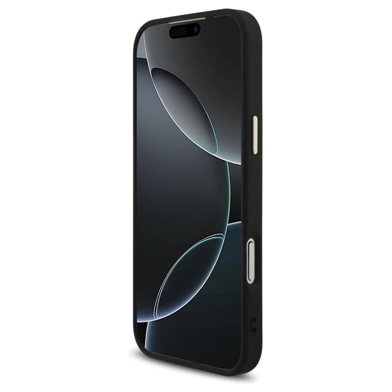 Guess PU Fixed Glitter 4G Metal Frame kryt iPhone 17 Pro Max čierny