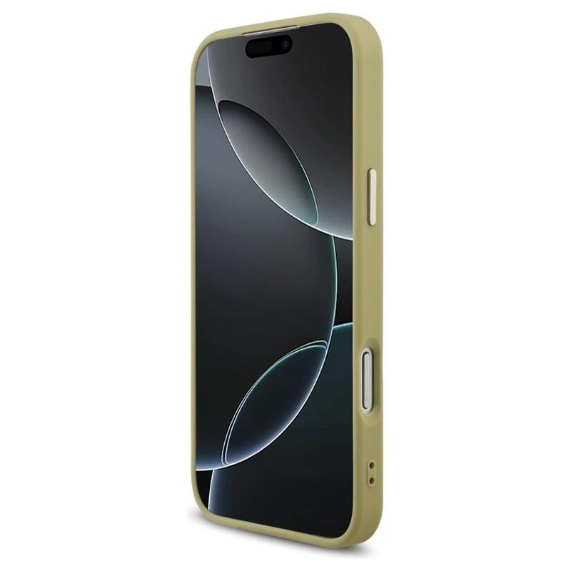 Guess PU Fixed Glitter 4G Metal Frame kryt iPhone 17 Pro Max zlatý