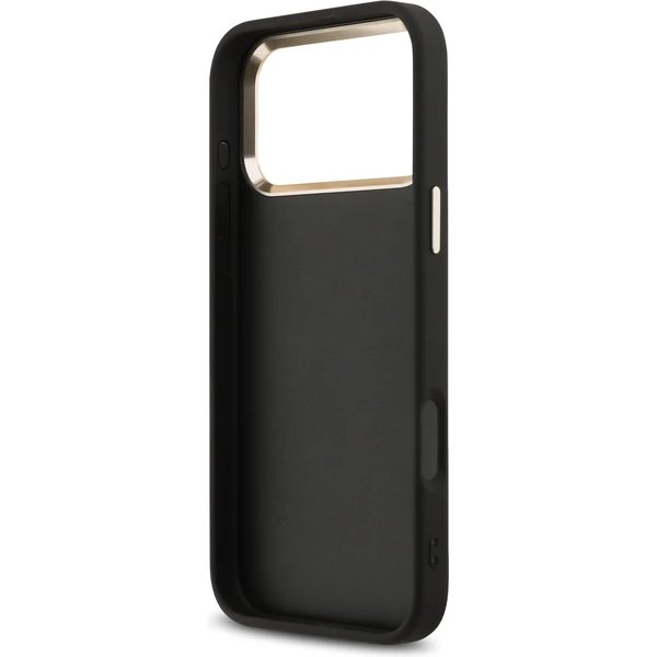 Guess PU Leather 4G Metal Logo Gold Frame kryt iPhone 17 Pro čierny