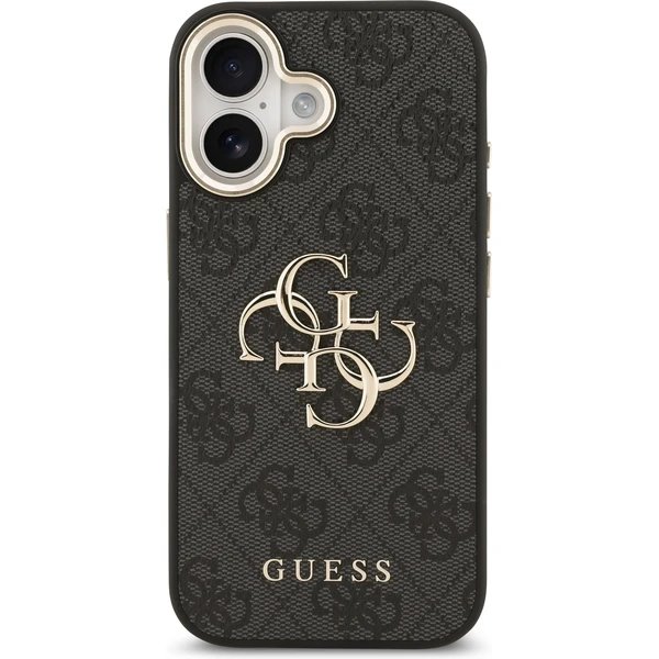 Guess PU Leather 4G Metal Logo Gold Frame kryt iPhone 17 čierny