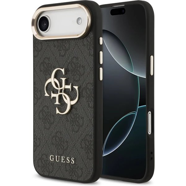 Guess PU Leather 4G Metal Logo Gold Frame kryt iPhone Air čierny