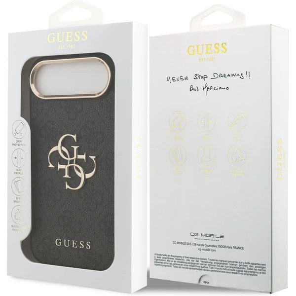 Guess PU Leather 4G Metal Logo Gold Frame kryt iPhone Air čierny