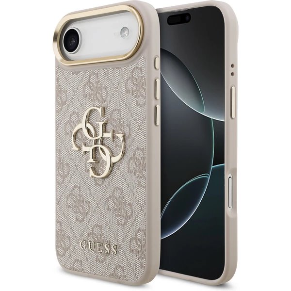 Guess PU Leather 4G Metal Logo Gold Frame kryt iPhone Air ružový