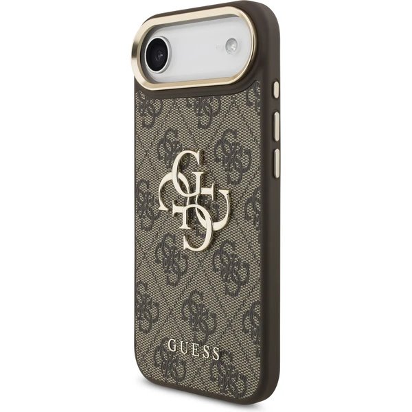 Guess PU Leather 4G Metal Logo Gold Frame kryt iPhone Air hnedý
