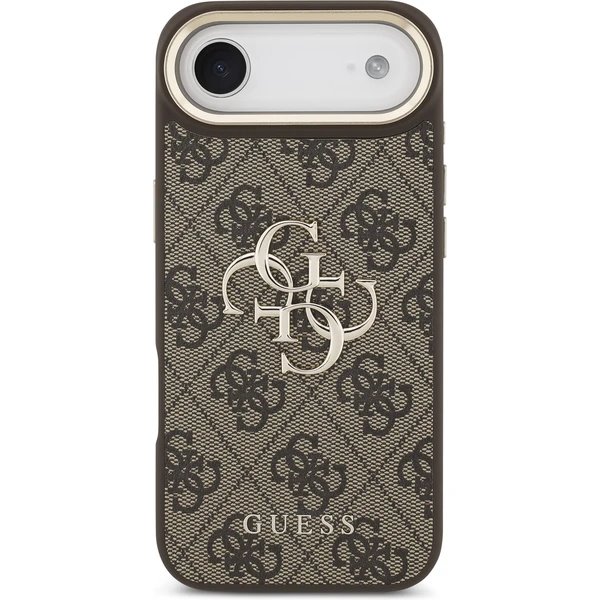 Guess PU Leather 4G Metal Logo Gold Frame kryt iPhone Air hnedý