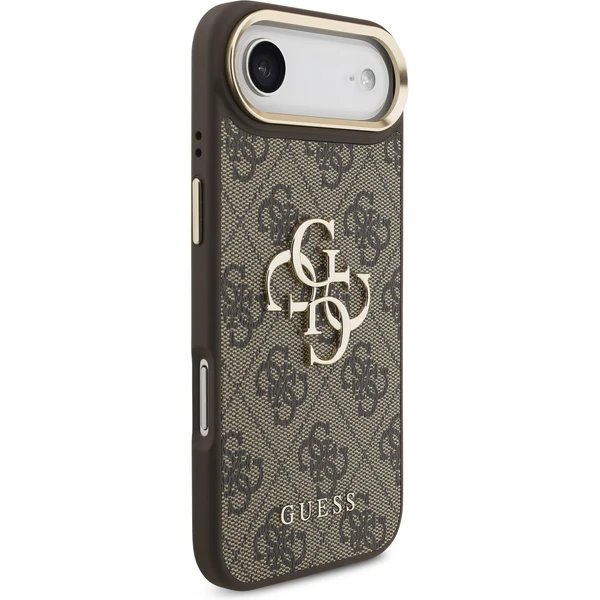Guess PU Leather 4G Metal Logo Gold Frame kryt iPhone Air hnedý