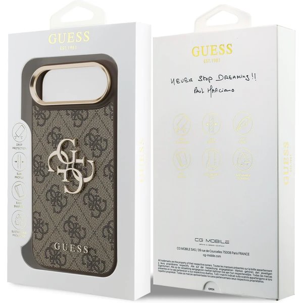 Guess PU Leather 4G Metal Logo Gold Frame kryt iPhone Air hnedý