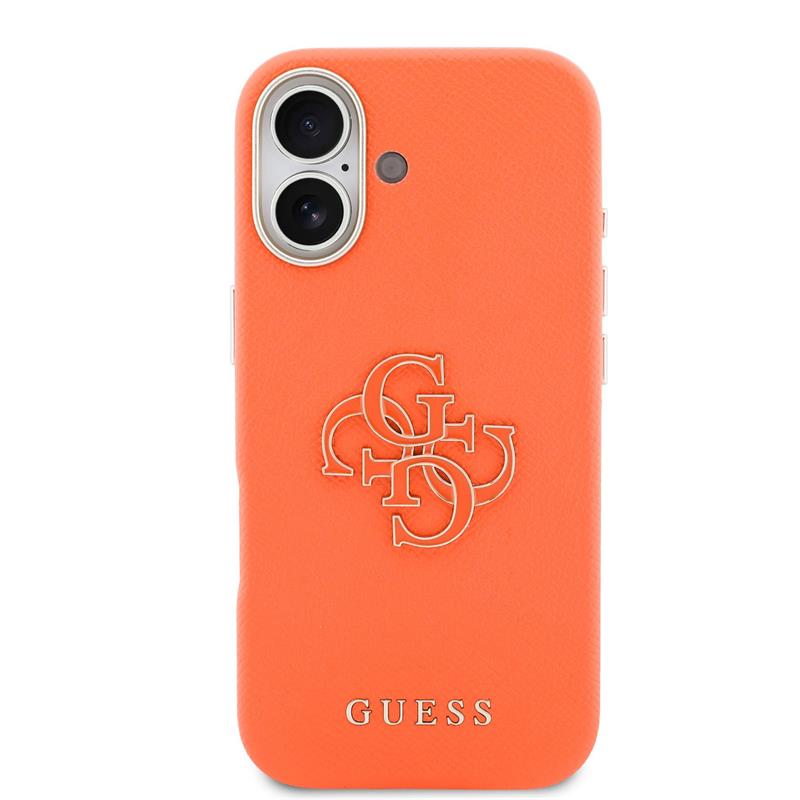 Guess PU Resin Logo kryt iPhone 17 oranžový